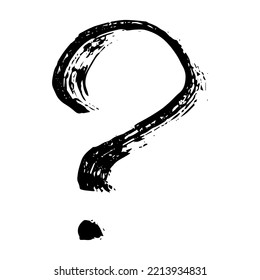 Hand drawn ink question mark illustration in sketch style. Single element for design