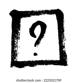 Hand drawn ink question mark illustration in sketch style. Single element for design