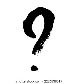 Hand drawn ink question mark illustration in sketch style. Single element for design