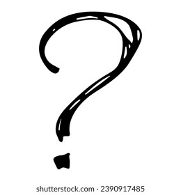 Hand drawn ink question mark illustration in sketch style. Single element for design
