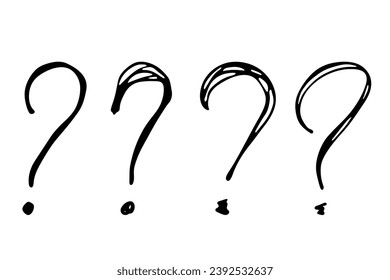 Ilustración del signo de interrogación dibujado a mano en estilo de esbozo. Elementos para el diseño