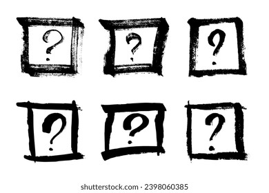 Hand drawn ink question mark illustration in sketch style. Elements for design