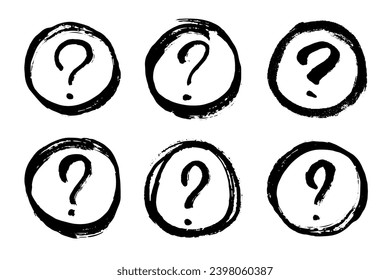 Hand drawn ink question mark illustration in sketch style. Elements for design
