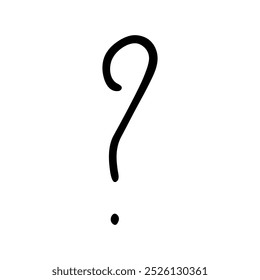 Hand drawn ink question mark illustration in sketch style. Single element for design