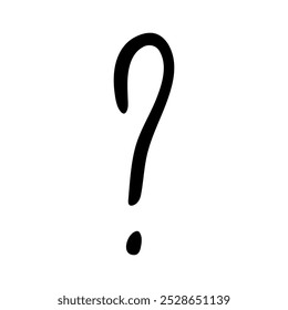 Hand drawn ink question mark illustration in sketch style. Single element for design