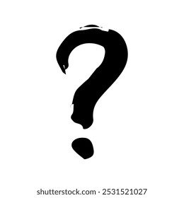 Hand drawn ink question mark illustration in sketch style. Single element for design