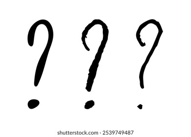 Hand drawn ink question mark illustration in sketch style. Elements for design