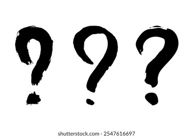 Hand drawn ink question mark illustration in sketch style. Elements for design