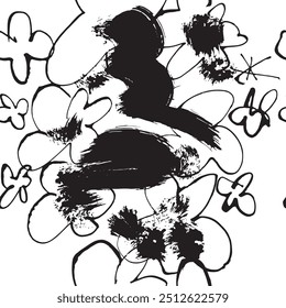 Dibujado a mano de tinta sin patrón. Elementos florales para el diseño. El fondo blanco.