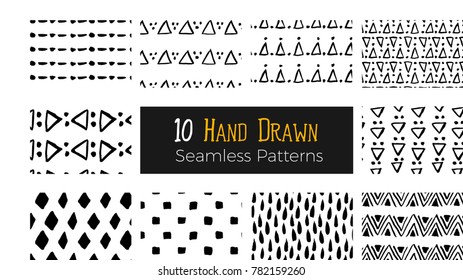Hand drawn ink seamless pattern
