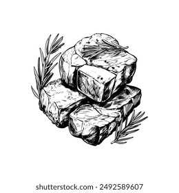Hand gezeichnete Tinte Sketch Beef.  Gravurstil Vektorillustration