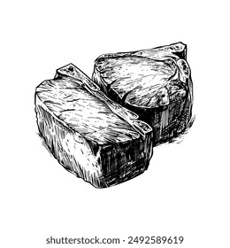 Hand drawn ink sketch beef.  Engraving style vector illustrations