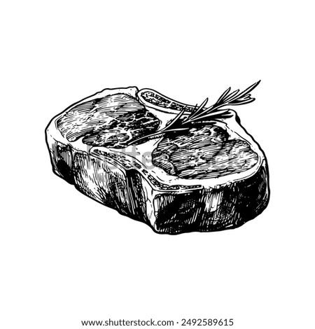 Hand drawn ink sketch beef.  Engraving style vector illustrations
