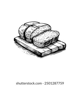 Hand drawn ink sketch bread. Engraving style vector illustrations