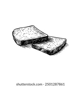 Hand drawn ink sketch bread. Engraving style vector illustrations