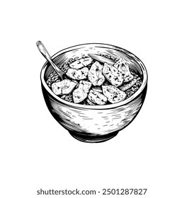 Hand drawn ink sketch cereal. Engraving style vector illustrations