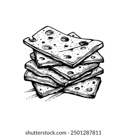Hand drawn ink sketch cheese stick. Engraving style vector illustrations