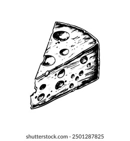 Hand drawn ink sketch cheese. Engraving style vector illustrations