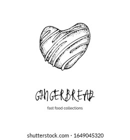 Hand drawn ink sketch cookie. Engraving style. Fast food breakfast collection. Good idea for your cafe menu design, street festival flyer, sticker, tattoo, fashion print. Vector illustration