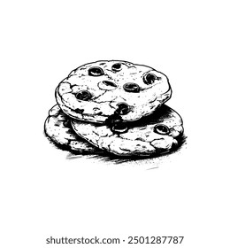 Galletas de boceto de tinta dibujadas a mano. Ilustraciones vectoriales de estilo de grabado