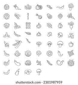 Hand drawn ink sketch. Set of various vegetables. Sketches of different food. Isolated on white