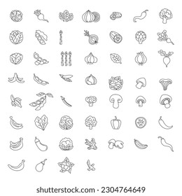 Hand drawn ink sketch. Set of various vegetables. Sketches of different food. Isolated on white