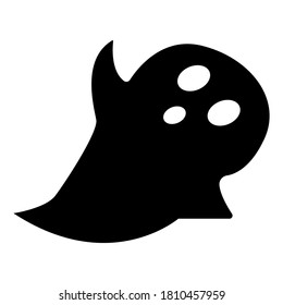 Hand drawn ink sketch. Simple children's drawing. Cartoon style. Cute and funny. Black ghost on white background. Halloween sticker. Scary and ugly creatures. For postcards and posters