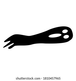 Hand drawn ink sketch. Simple children's drawing. Cartoon style. Cute and funny. Black ghost on white background. Halloween sticker. Scary and ugly creatures. For postcards and posters