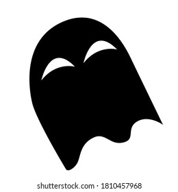 Hand drawn ink sketch. Simple children's drawing. Cartoon style. Cute and funny. Black ghost on white background. Halloween sticker. Scary and ugly creatures. For postcards and posters