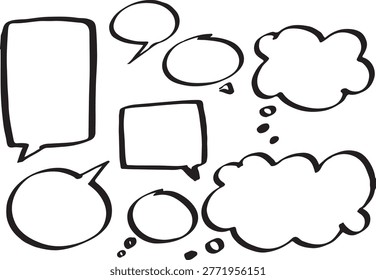 Hand Drawn Ink Speech Bubbles Set – Brush Stroke Chat Balloons Vector Collection