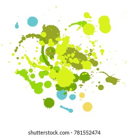 Hand Drawn Ink Splashes colored in a vector. Nice Paint Splatters which can be perfect for web, textile, background.