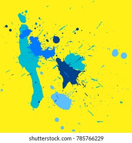 Hand Drawn Ink Splashes colored in a vector. Nice Paint Splatters which can be perfect for web, textile, background.