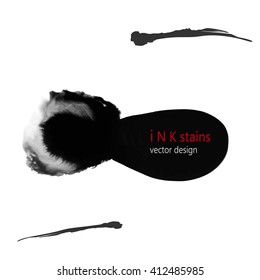 hand drawn ink stain. hand drawn black blots design elements. set of abstract ink spots. ink splattered background element.