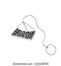  hand drawn ink tea bag illustration