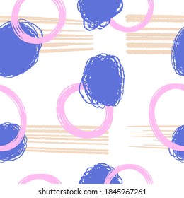 Hand drawn ink texture. Vector pattern. Pastel colours. Great for print, textile, design, wrapping paper, fabric, wallpaper. Pink, blue shapes