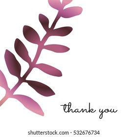 a hand drawn ink twig for a minimalistic square thank you card; thank you; vector illustration; graphic art