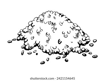 Handgezeichnete Tinte, Vektorgrafik Quinoa Pflanzensamen, Amarant Blumen ernährungswirtschaftliche Getreide Getreide. Einzelobjekt einzeln auf weißem Hintergrund. Reisen, Urlaub, Broschüre, Druck, Cafe Restaurant Menü