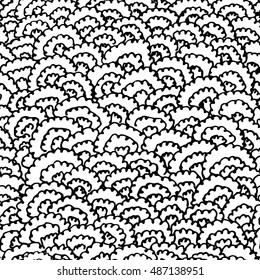 Hand drawn ink vector seamless pattern with curved lines