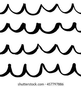 Hand drawn ink waves - seamless pattern