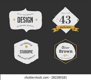 hand drawn, inked hipster vintage retro labels and logo
