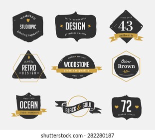 hand drawn, inked hipster vintage retro labels and logo