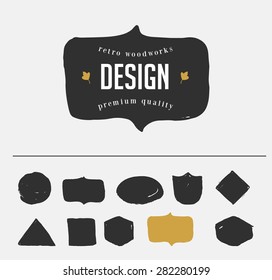 hand drawn, inked hipster vintage retro labels and logo