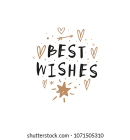 Hand drawn inscription and decor elements set. Clipart, isolated vector sign.