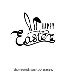 Hand drawn inscription Happy Easter. Easter postcard, card, invitation, poster, banner template lettering typography. Vector illustration