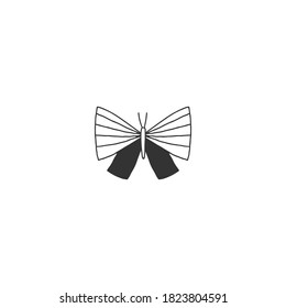 Hand drawn insect icon, a butterfly. Vector simple illustration. For branding and business identity. For garden shops, for pest control companies.