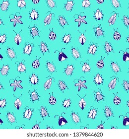Hand drawn Insect sketch seamless pattern wallpaper