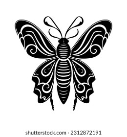 Hand drawn insect tribal tattoo illustration with intricate details and bold lines. Perfect for those who embrace the beauty of nature and symbolism.