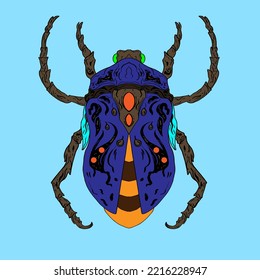 Hand drawn insects Fun multicolor drawing. Modern stock vector illustration