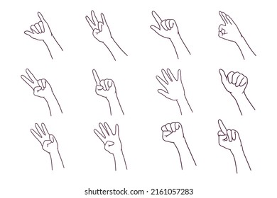 hand drawn inside of hand gesture illustration, finger gesture