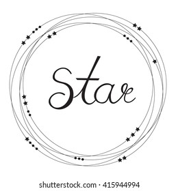 hand drawn inside wreath, handwriting font design, vector illustration, graphic design